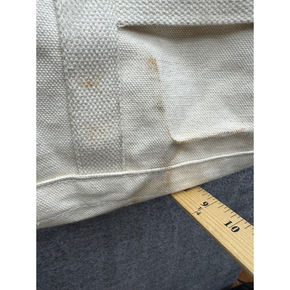Vintage 70s 80s Linesmen Cotton Canvas Tool Utility Tote Bag Ivory 21 x 15 - Picture 12 of 13